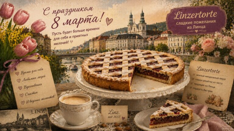 С праздником 8 марта. Linzertorte — сладкие пожелания из Линца.