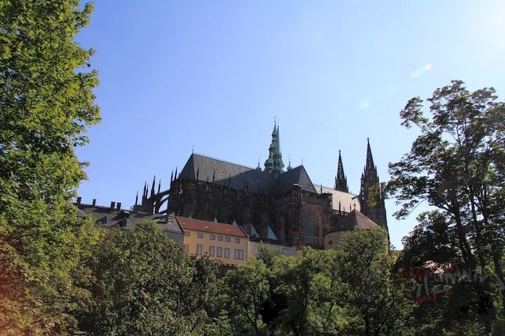Вид на Пражский град со стороны Королевского сада. Прага. Чехия. Август 2017